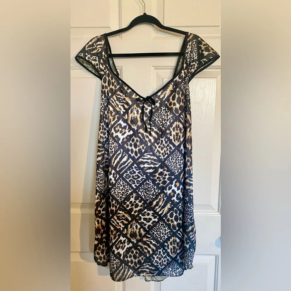 Petra Fashions Animal Print Criss Cross Back Lingerie Dress 2X Plus Size - Picture 1 of 3